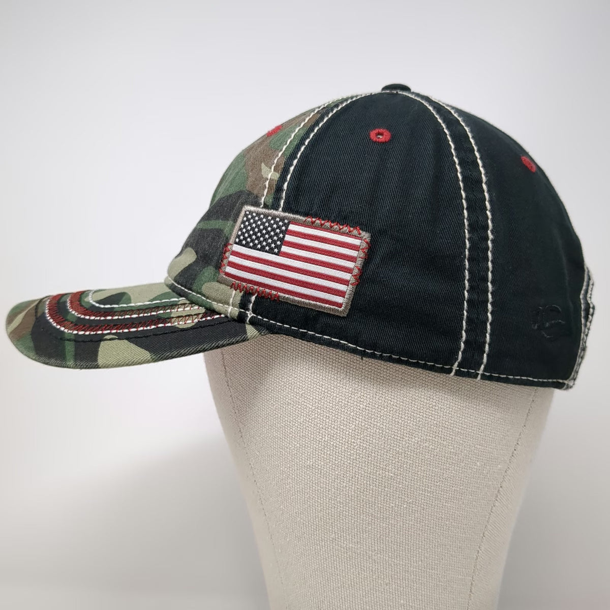 Outdoor Cap Baseball Cap Green Black Red One Size American Flag Camo Patch Hat