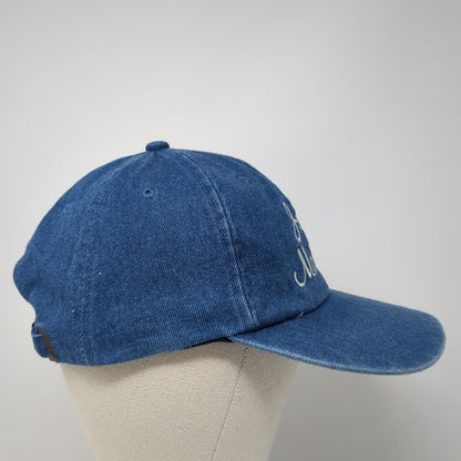 Just Married Slideback Hat Blue One Size Adjustable Embroidered Denim