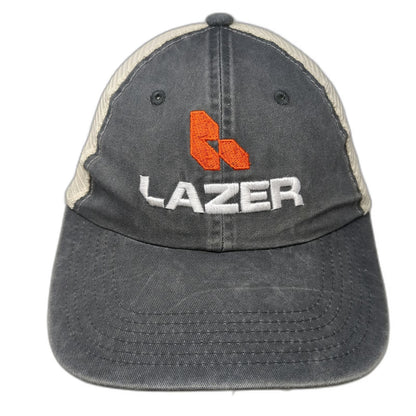 Port Authority Trucker Hat Gray OSFM Mesh Back LAZER Orange Logo Snapback Cap
