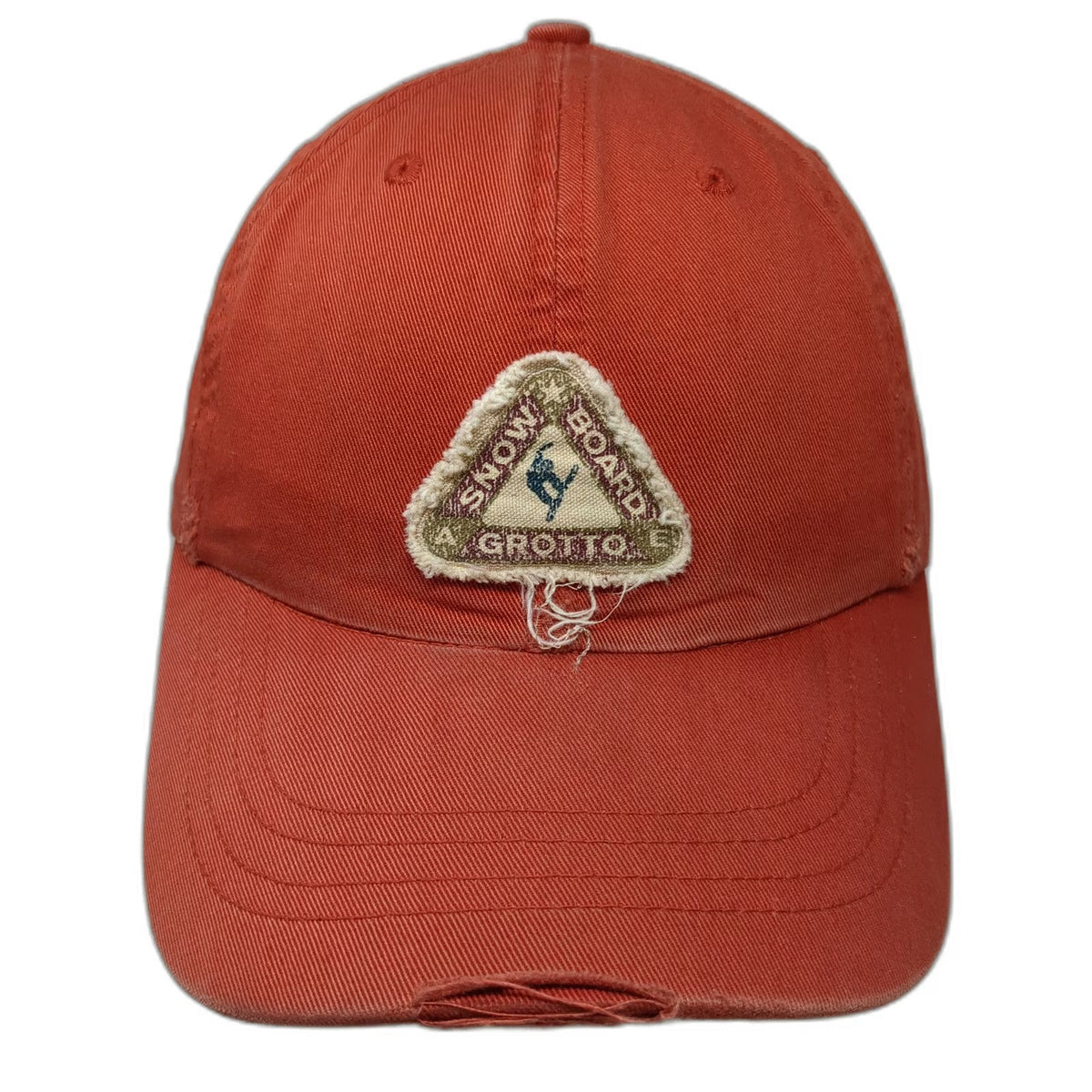American Eagle Baseball Cap Orange One Size Distressed Snowboard Patch AE Hat