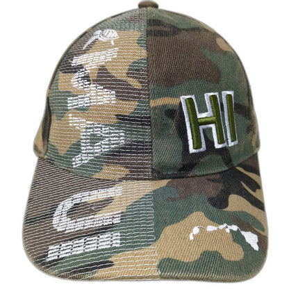 Island Crew Hawaii Baseball Cap Green One Size Camo HI Embroidery Strapback Hat