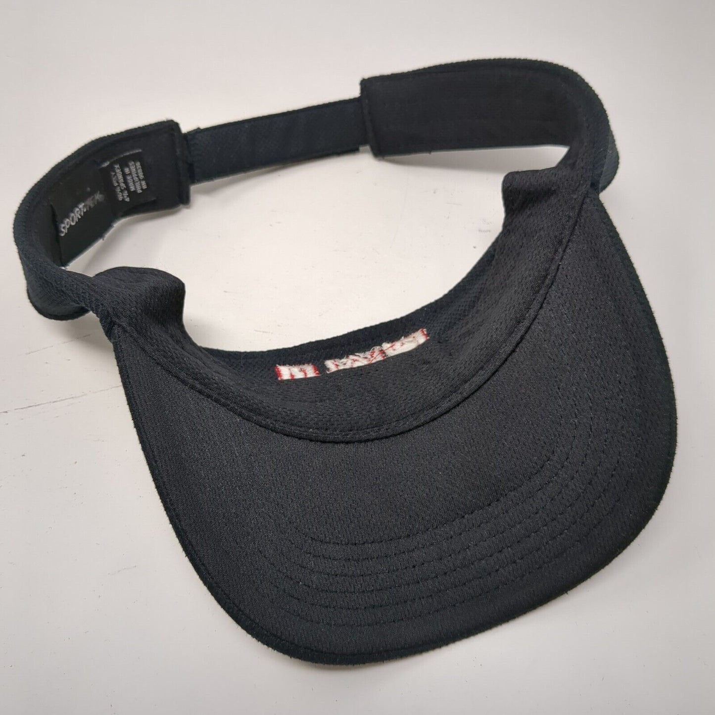 SWA Strapback Sun Visor Hat Black OSFA Adjustable Embroidered Sport-Tek