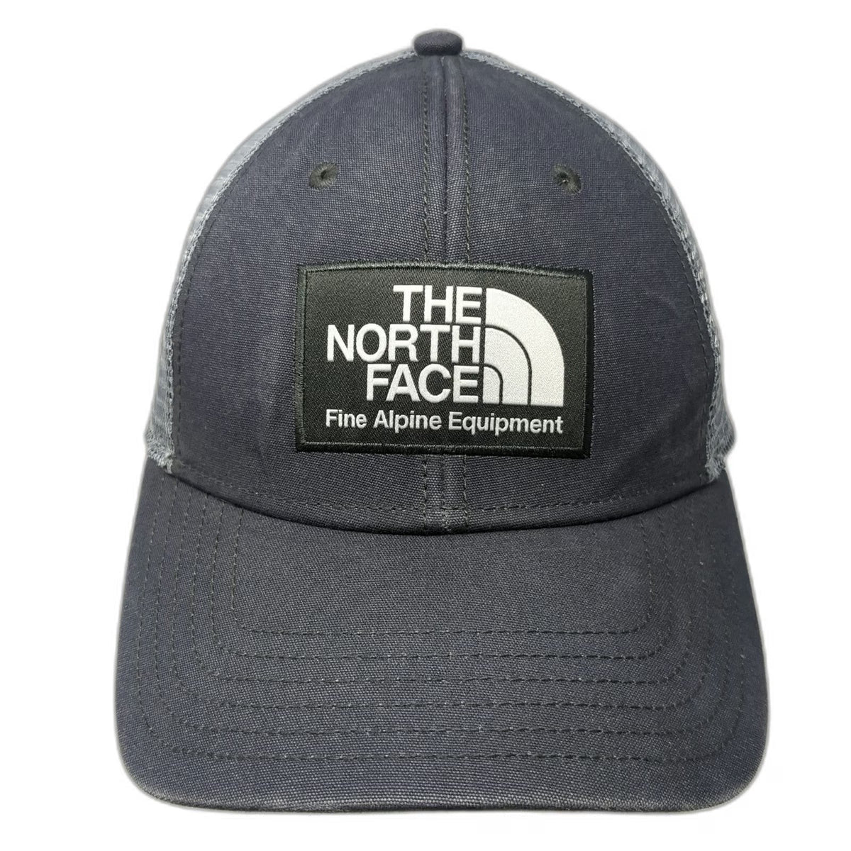 The North Face Trucker Hat Gray One Size Mesh Back Snapback Logo Patch Alpine