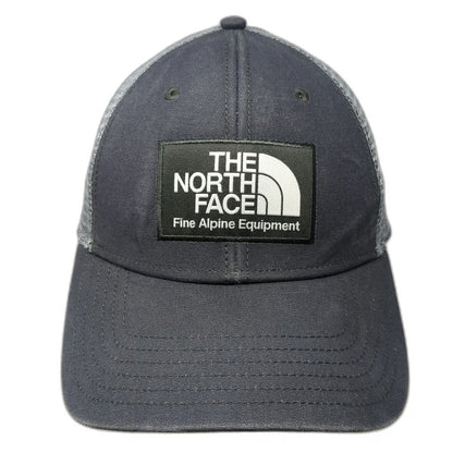 The North Face Trucker Hat Gray One Size Mesh Back Snapback Logo Patch Alpine