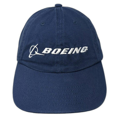 Boeing Baseball Cap Blue White One Size Slideback Embroidered Logo Strap Hat