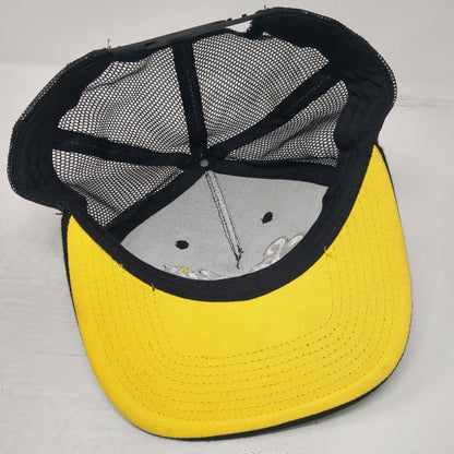 Stellas Ice Cream Trucker Hat Black One Size Snapback Mesh Back Yellow Underbrim