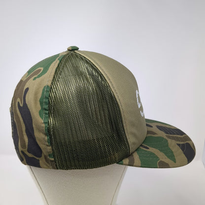 Schmidt 5 Panel Green Brown Black White One Size Hat Mesh Snapback Camo Tree