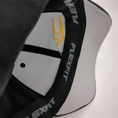 Bryson Fitted Hat Black S/M Flexfit Embroidered 6 Panel Port Authority
