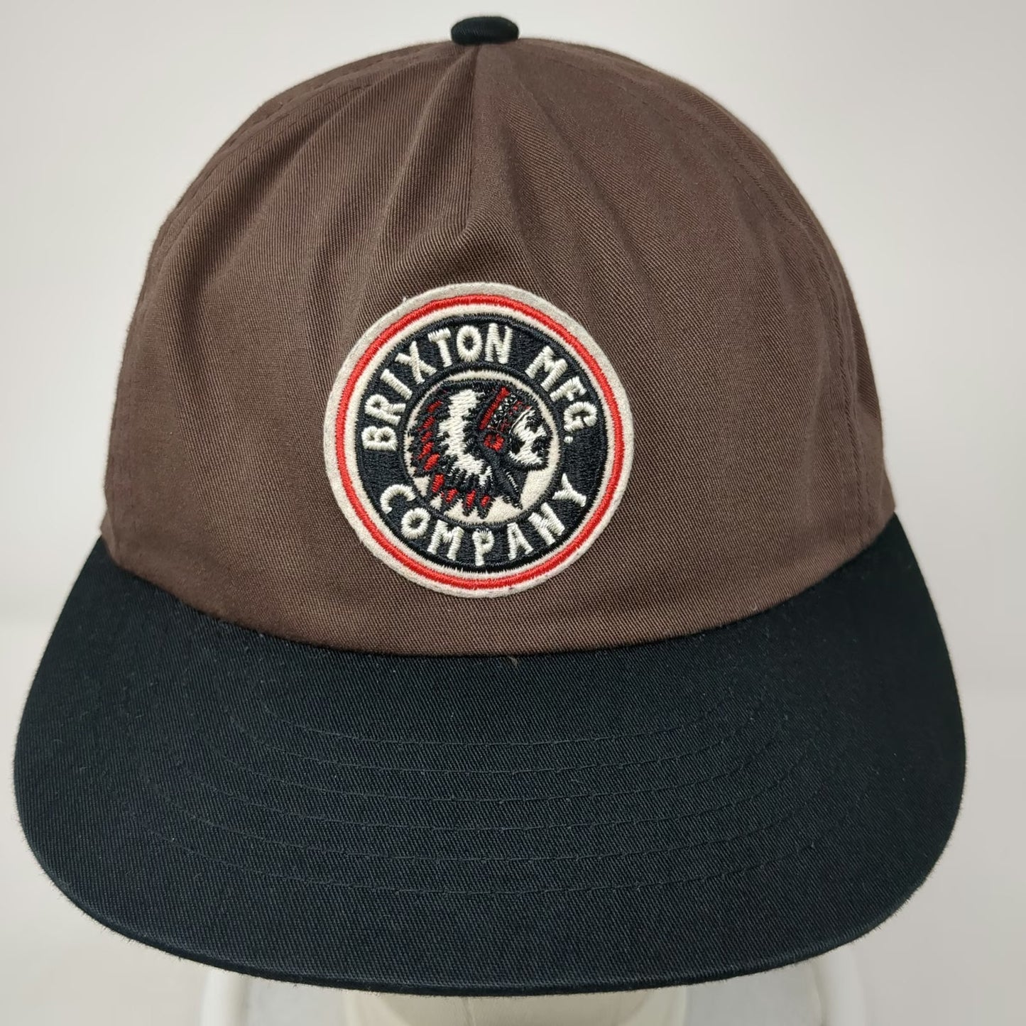 Brixton 5 Panel Brown One Size Snapback MFG Company Patch Flat Bill Logo Hat