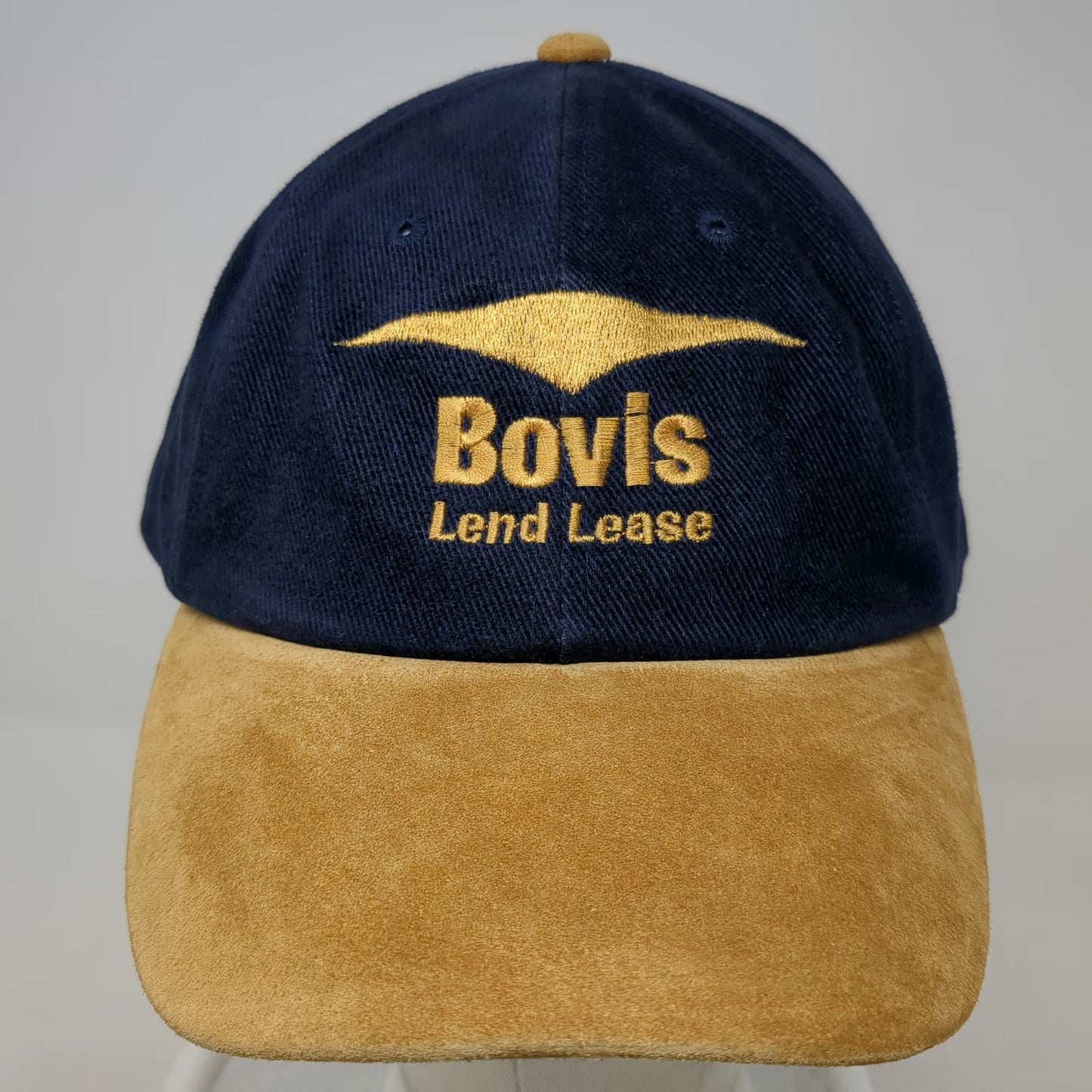 Bovis Lend Lease Baseball Cap Blue Brown Gold One Size Suede Brim Strapback Hat