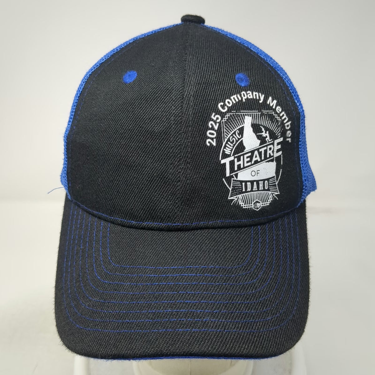 Trucker Hat Black Blue One Size Music Theatre of Idaho 2025 Company Member Mesh