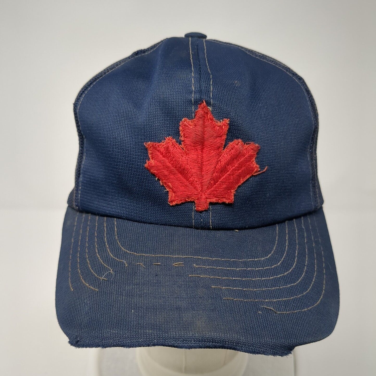 Canadian Maple Leaf Snapback Trucker Hat Blue One Size Adjustable Mesh Back