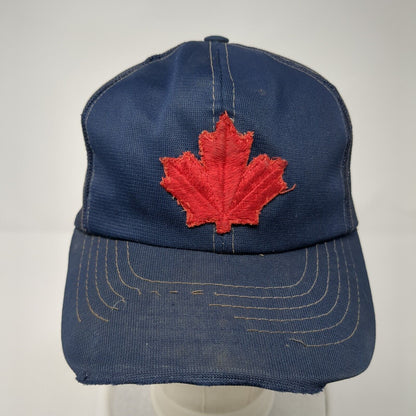 Canadian Maple Leaf Snapback Trucker Hat Blue One Size Adjustable Mesh Back