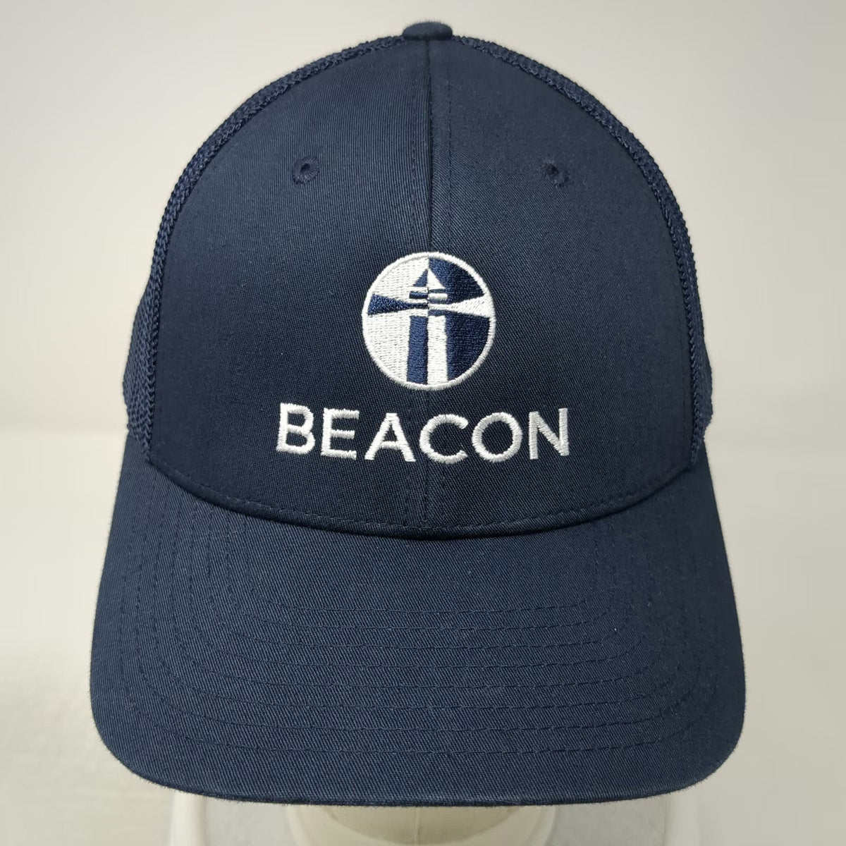 Richardson Baseball Cap Blue XL Mesh Back Stretch Fit Beacon Lighthouse Logo Hat