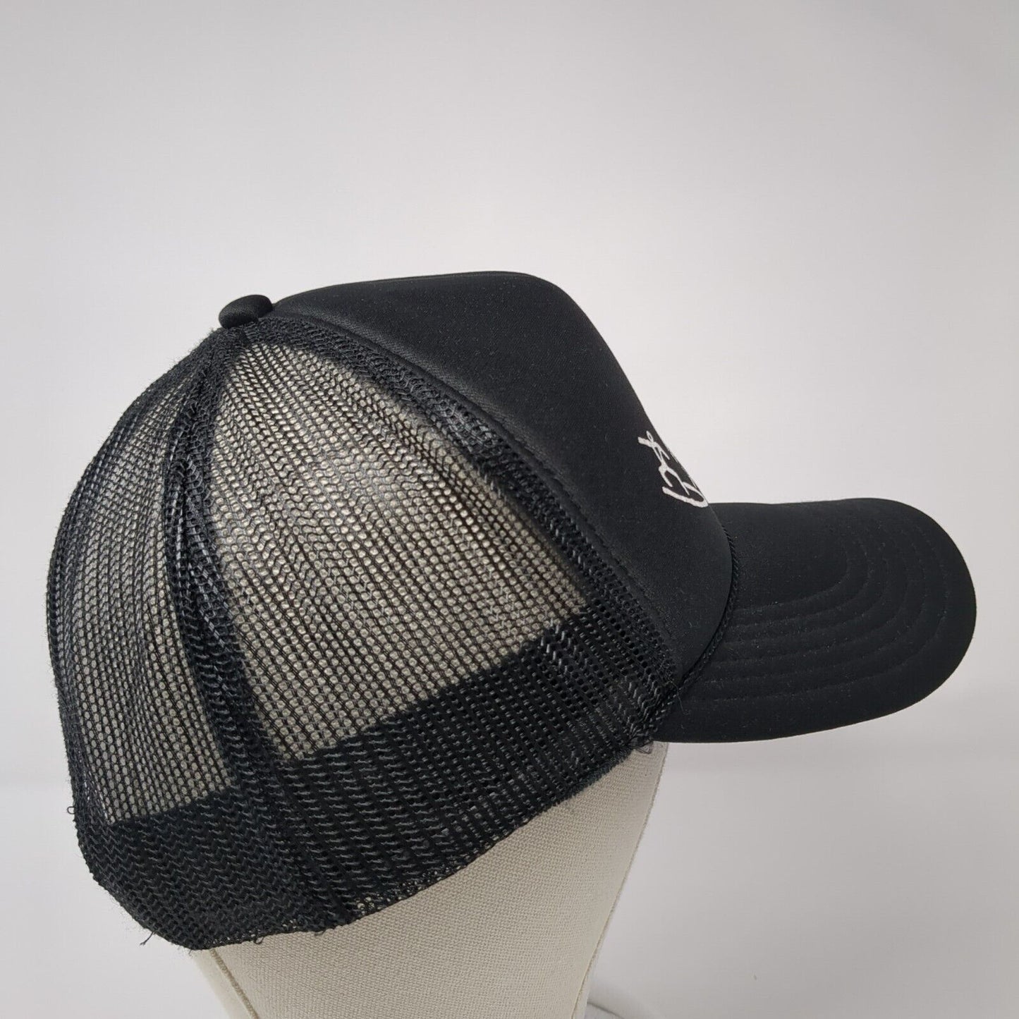 Maui Wave Riders Snapback Rope Trucker Hat Black One Size Mesh Back