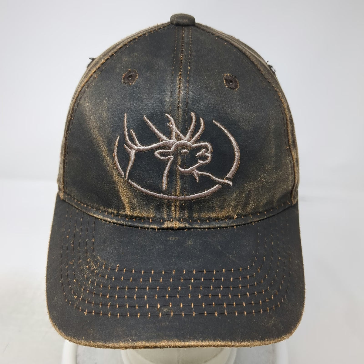 RMEF Snapback Brown Hat One Size Elk Logo Hunting Conservation Waxed Finish