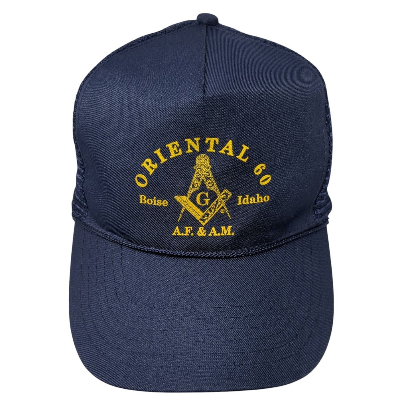 Oriental 60 Boise Idaho AF & AM Snapback Trucker Hat Blue OS Mesh Back Rope Otto