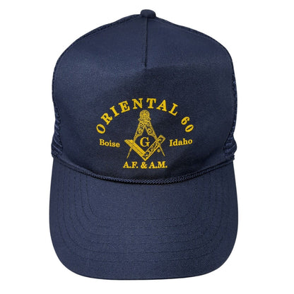 Oriental 60 Boise Idaho AF & AM Snapback Trucker Hat Blue OS Mesh Back Rope Otto