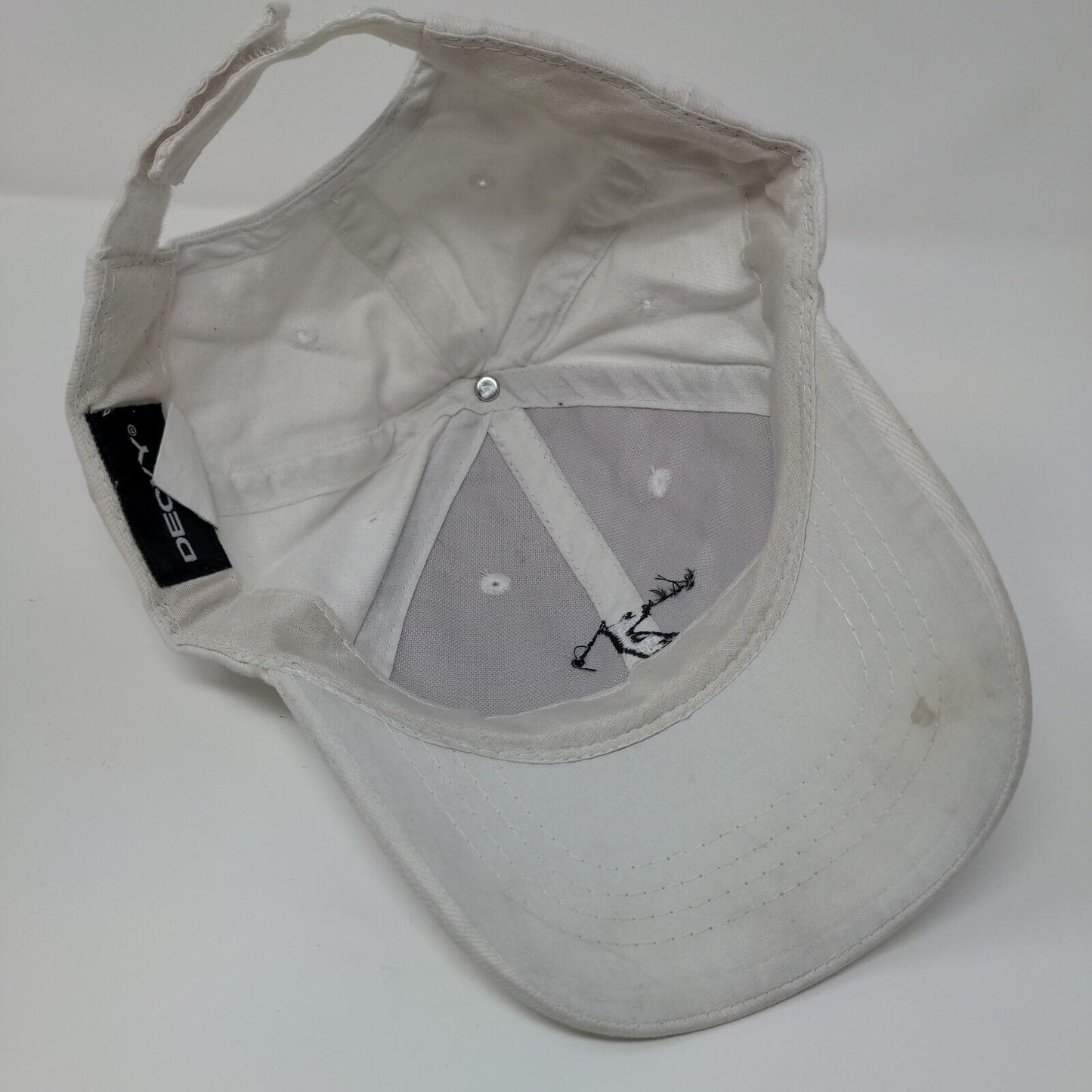 Skiing Strapback Hat White OSFM Adjustable Embroidered Solid Decky