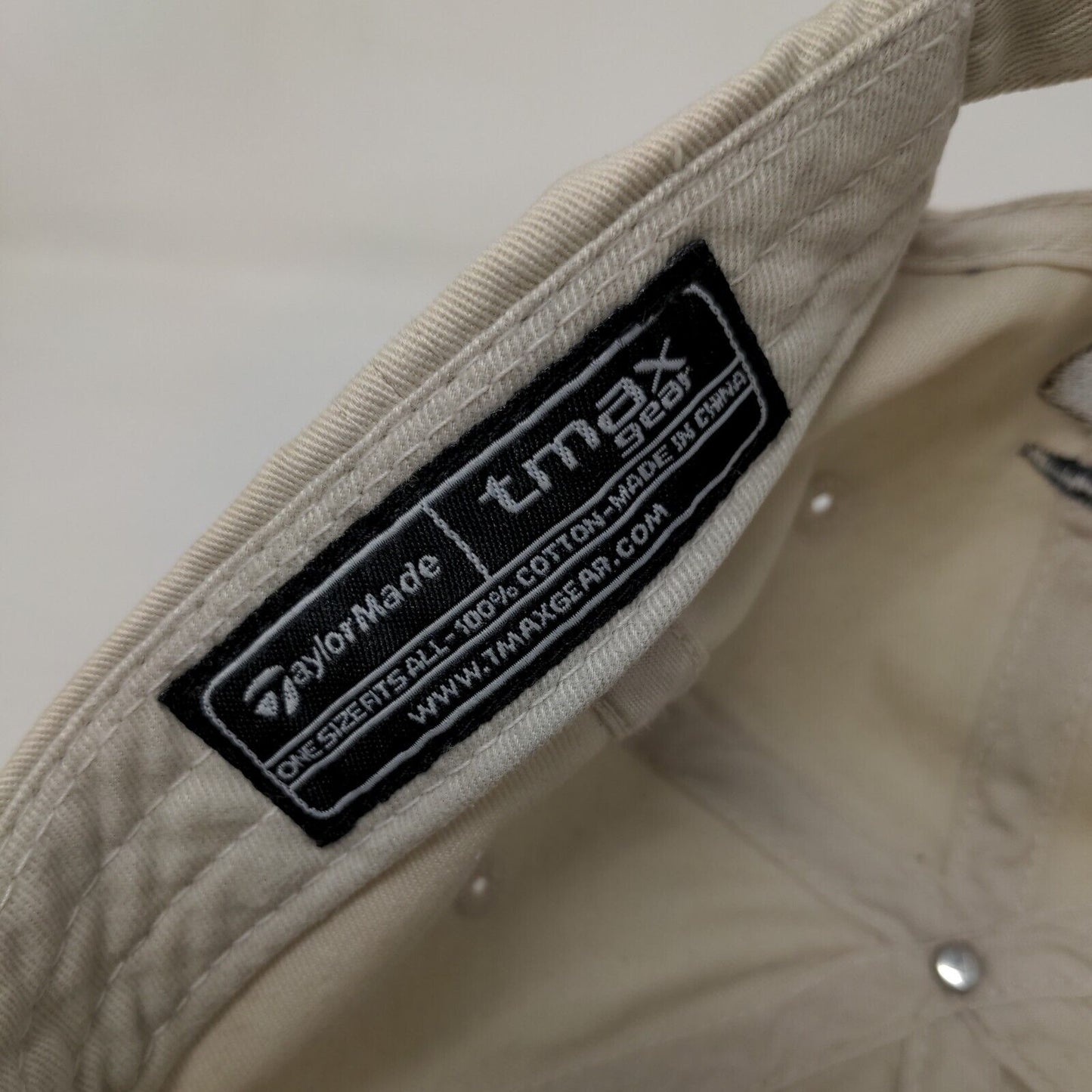 TaylorMade Slideback Hat Tan OSFA Adjustable Embroidered Tmax Gear 6 Panel