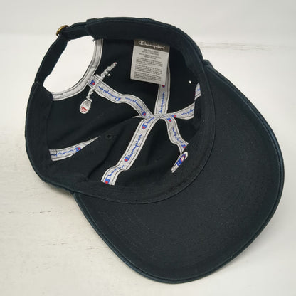 Champion Baseball Cap Black One Size Embroidered Logo Strapback Cotton Hat