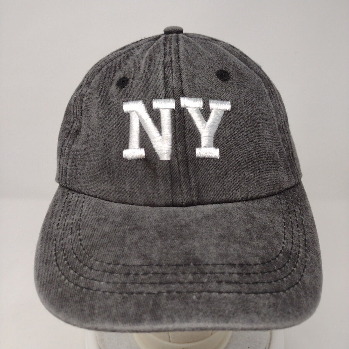 NY Slideback Hat Gray OSFA Adjustable Embroidered 6 Panel Solid