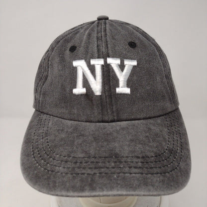 NY Slideback Hat Gray OSFA Adjustable Embroidered 6 Panel Solid