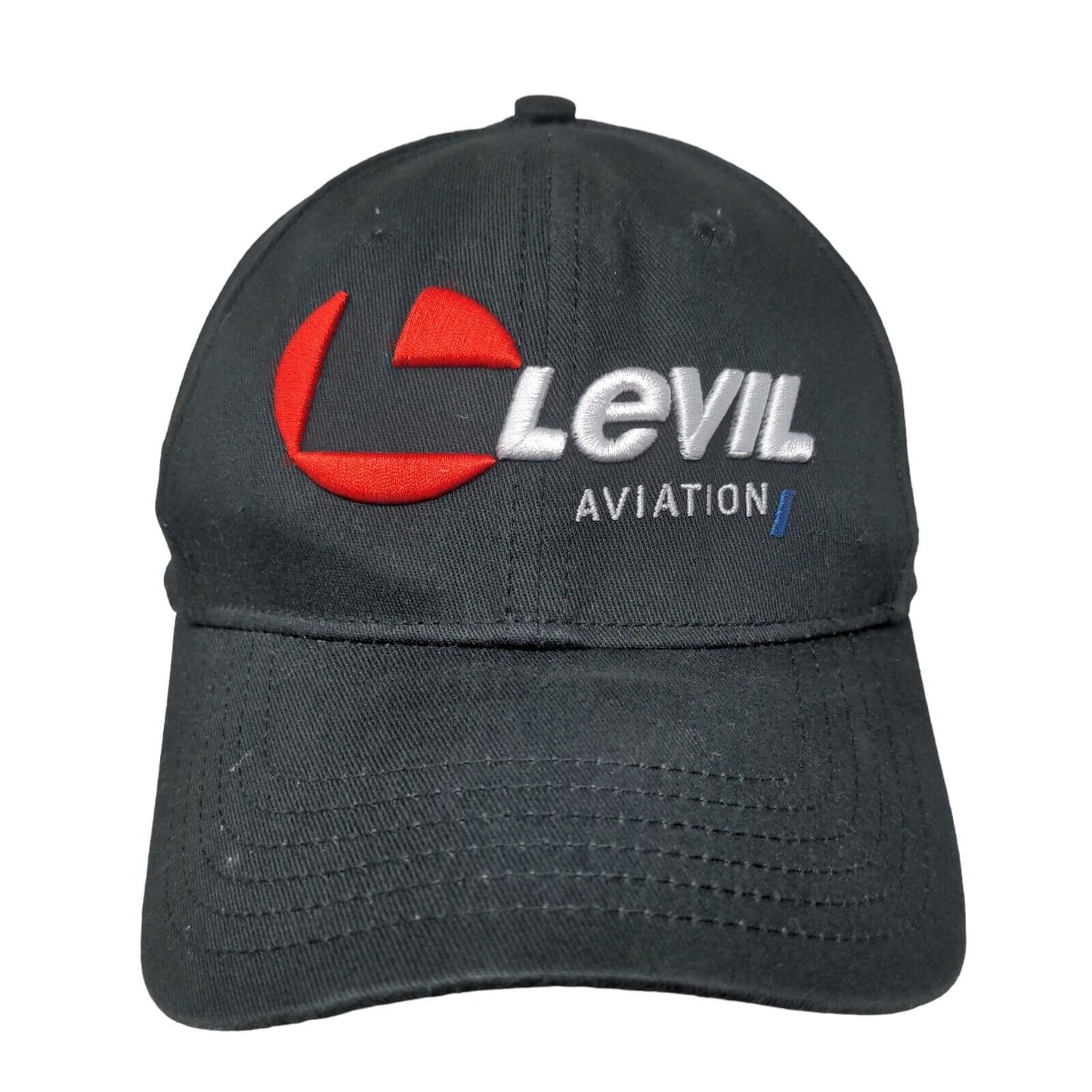 Levil Aviation Strapback Hat Black One Size Adjustable Embroidered 6 Panel