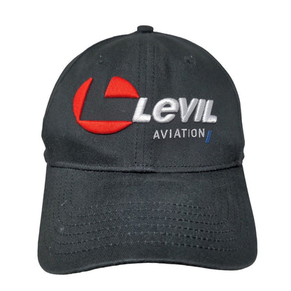 Levil Aviation Strapback Hat Black One Size Adjustable Embroidered 6 Panel