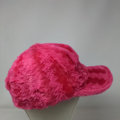 Love Strapback Hat Pink One Size Faux Fur Plush Lightweight 6 Panel