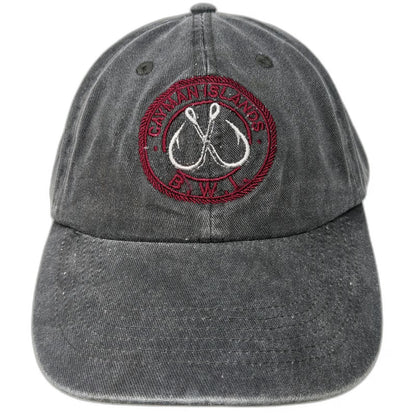 DK Embroidery Baseball Cap Gray One Size Cayman Islands Fishing Hooks BWI Hat