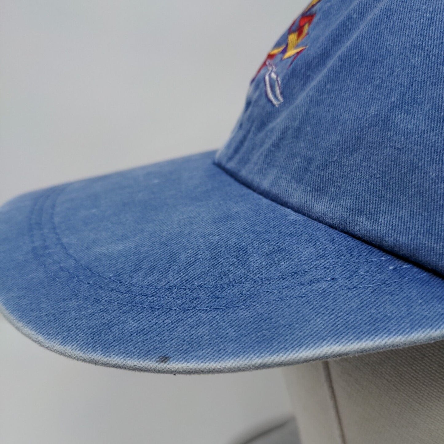 Fahrenheit Slideback Hat Blue OSFA Embroidered Leather Strap 6 Panel