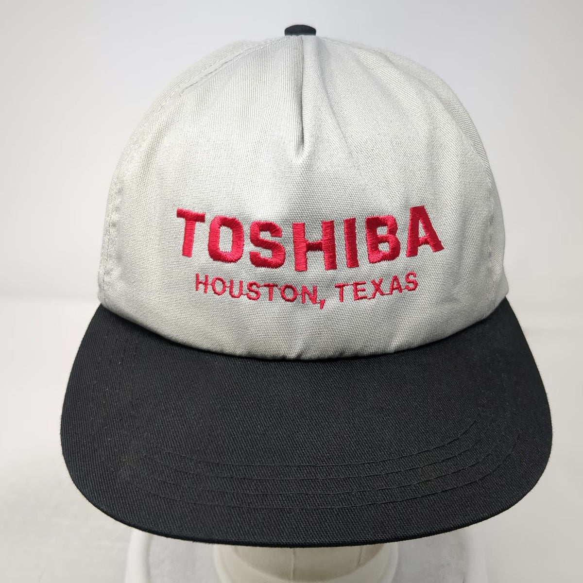 American Image 5 Panel Gray Hat Toshiba Houston Texas Red Snapback Vintage