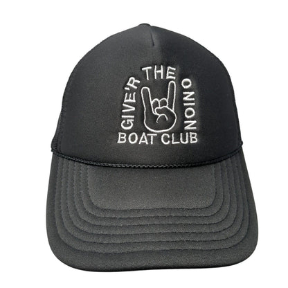 Give'r The Onion Boat Club Rope Trucker Hat Black One Size Mesh Back