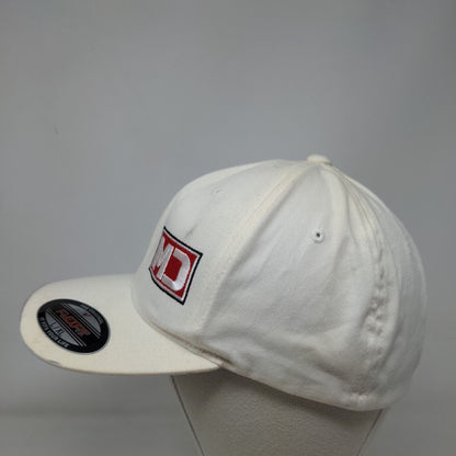 MD Mitchell Dean Fitted Hat Cream L/XL Embroidered 6 Panel Flexfit Yupoong