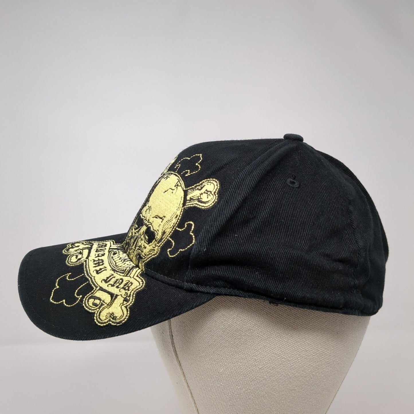 Miami Ink Skull Fitted Hat Black OSFM Embroidered Vent Holes Anoma