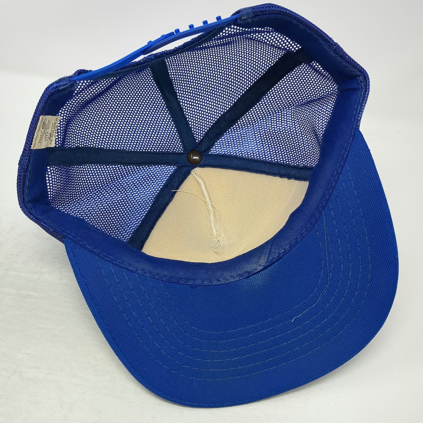 Headliner Trucker Hat Blue White OSFM Mesh Snapback Nulisch Custom Homes Logo