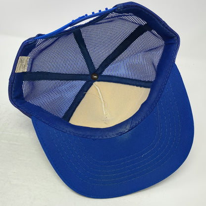 Headliner Trucker Hat Blue White OSFM Mesh Snapback Nulisch Custom Homes Logo