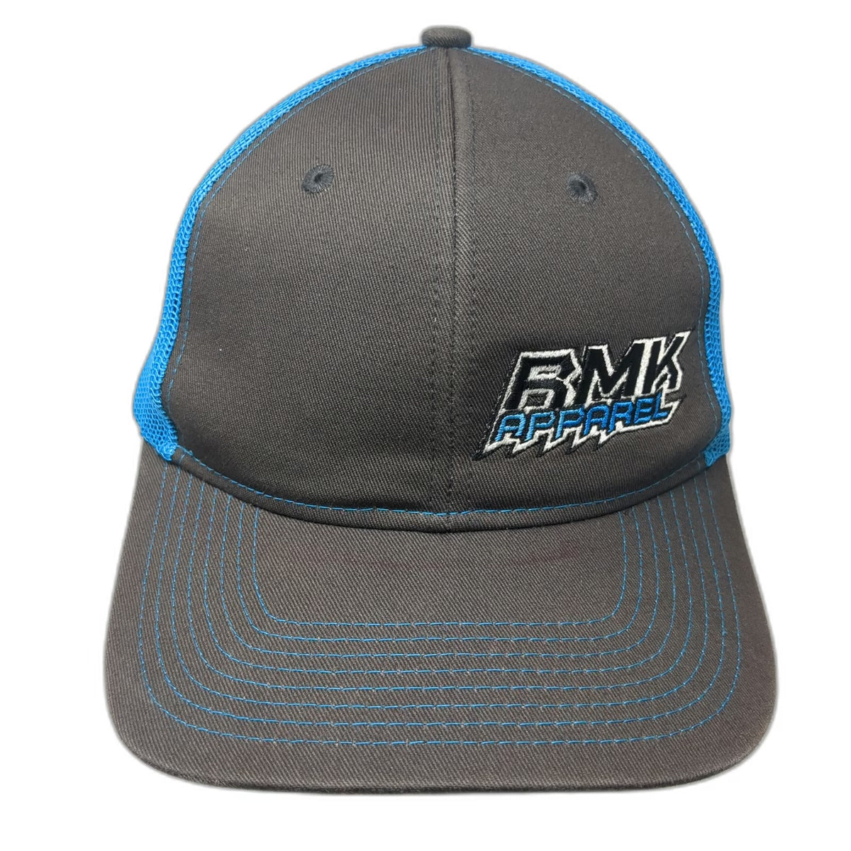 Port Authority Trucker Hat Gray Blue One Size Mesh Snapback Embroidered Logo