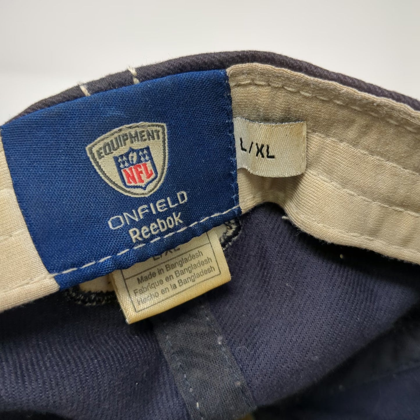 Reebok NFL New England Patriots Blue XL Hat Contrast Stitching Stretch Fit Cap