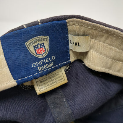 Reebok NFL New England Patriots Blue XL Hat Contrast Stitching Stretch Fit Cap