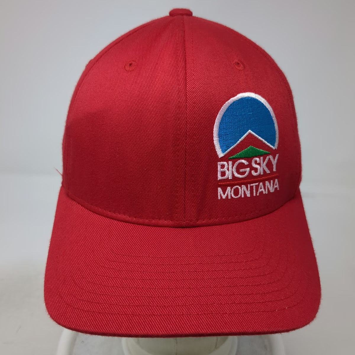 Flexfit Baseball Cap Red M Big Sky Montana Mountain Logo Elastic Headband Hat