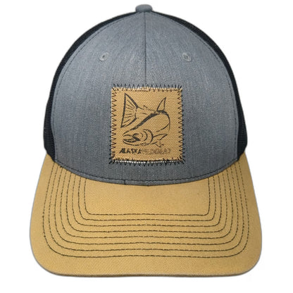 Outdoor Cap Gray Yellow Trucker Hat OSFM Alaska Field Gear Patch Mesh Snapback