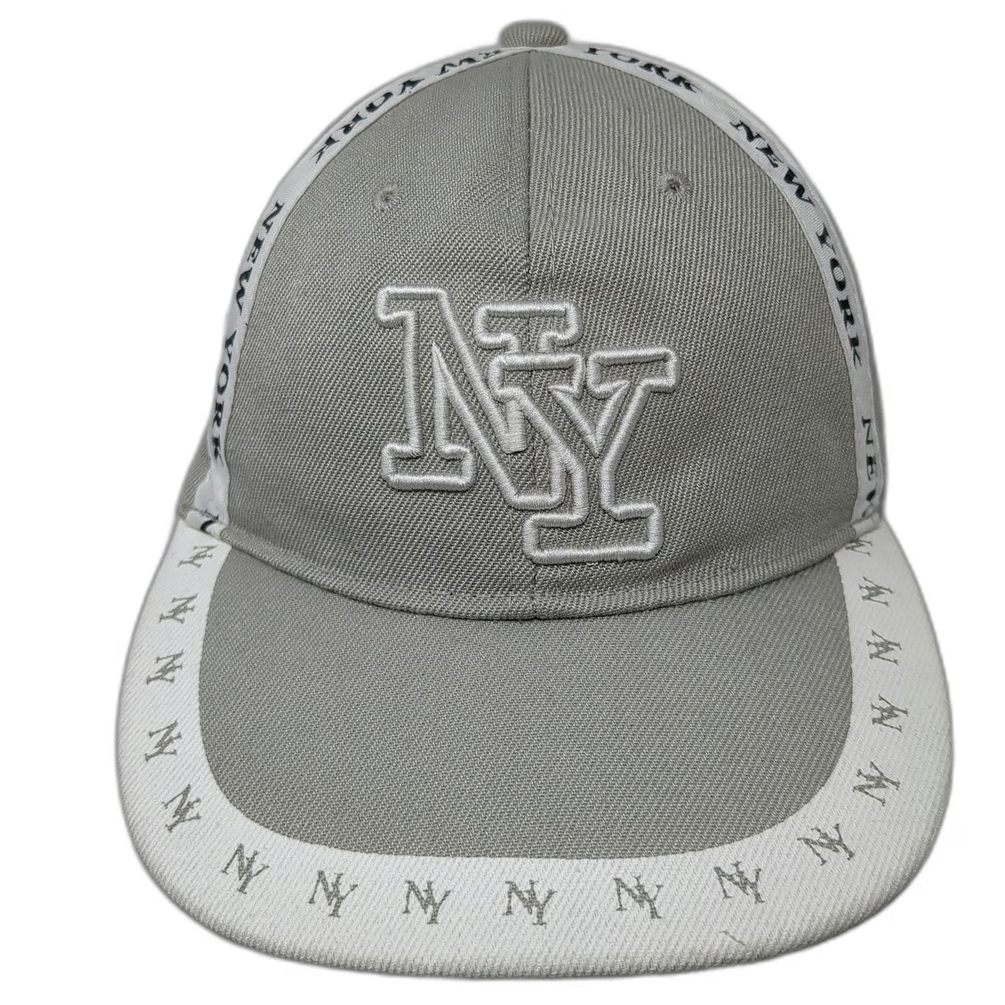 Gray Baseball Cap One Size NY New York Logo Taping Strapback Hat Embroidered