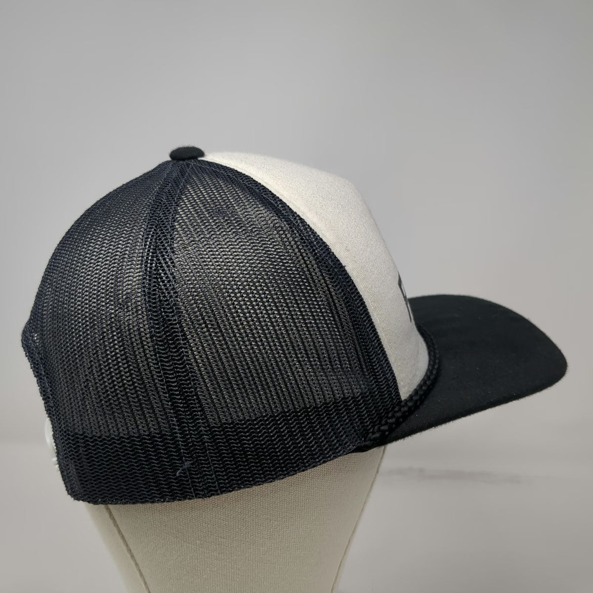 RVCA Trucker Hat Black One Size Mesh Back Snapback Rope Detail Deep Fit
