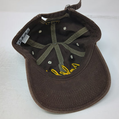 Cabela's Baseball Cap Brown One Size Contrast Stitching Yellow Logo Strap Hat