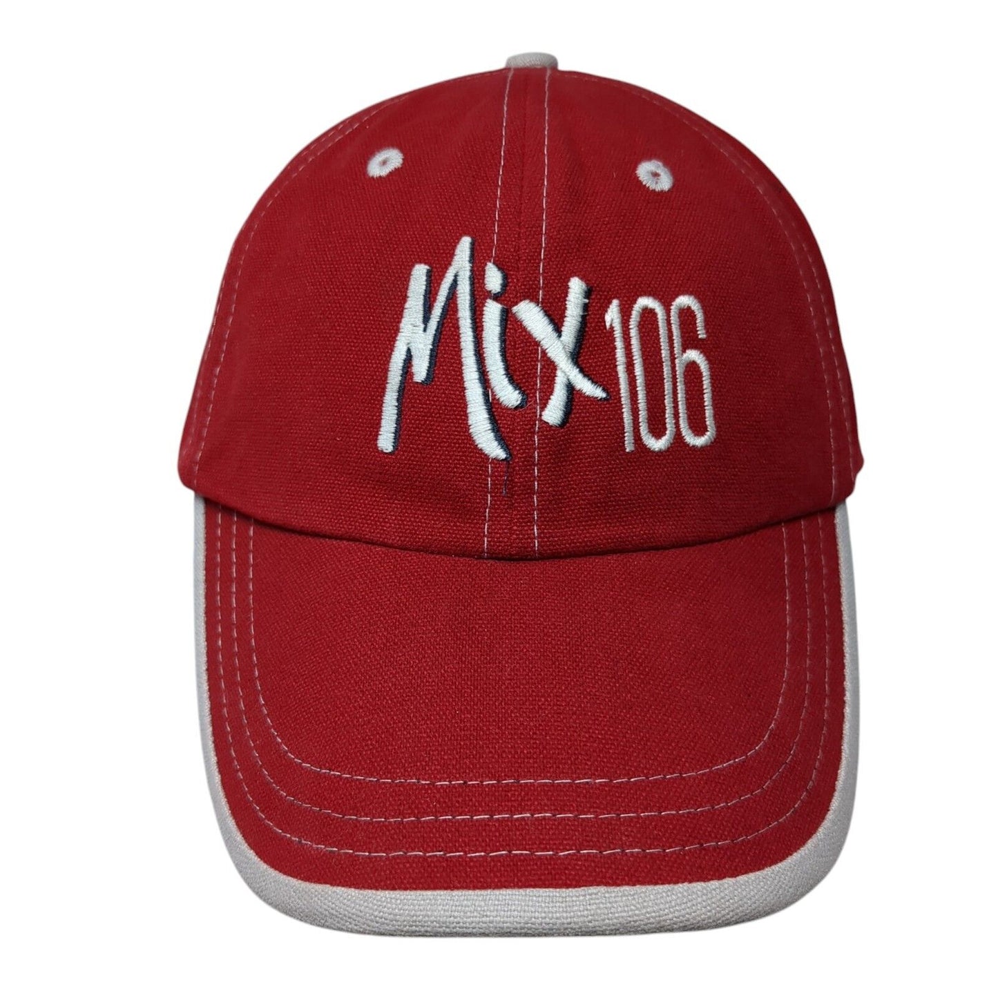 Mix 106 Strapback Hat Red OSFA Adjustable Embroidered 6 Panel Adams