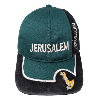 Jerusalem Strapback Hat Green One Size Adjustable Embroidered Patriotic 6 Panel