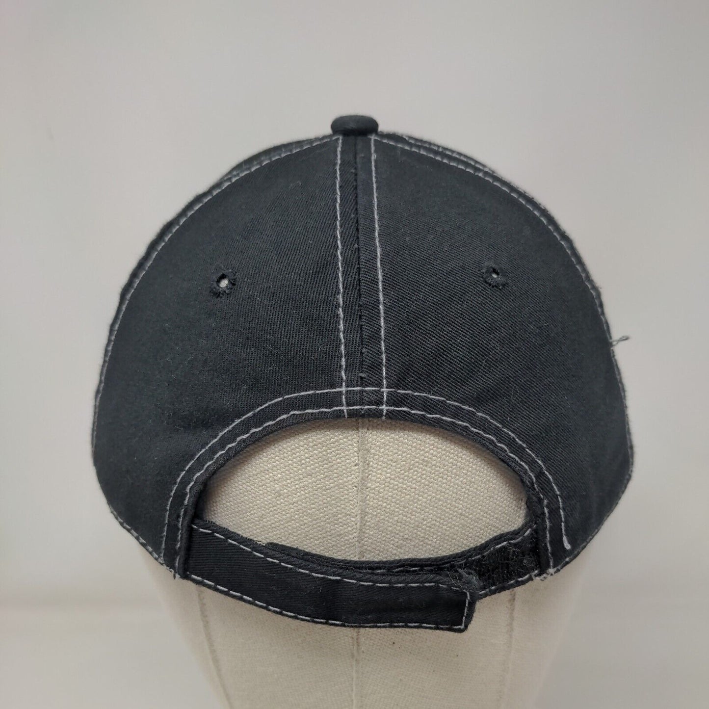 Palm Tree Strapback Hat Black One Size Adjustable Embroidered 6 Panel