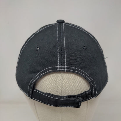 Palm Tree Strapback Hat Black One Size Adjustable Embroidered 6 Panel